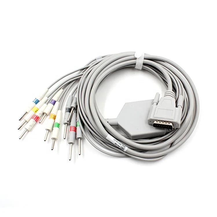 Plinma OEM medical supplier compatible with Nihon Kohden Cardiocap One-Piece 10-Lead ECG patient cable EKG Cable lead wire