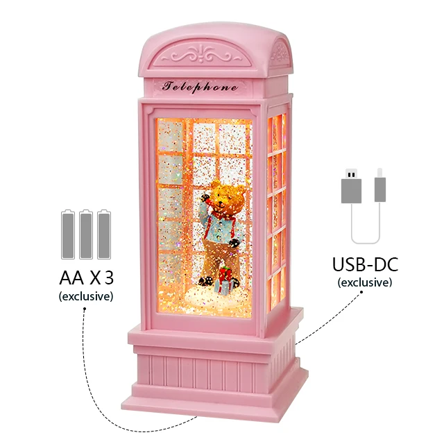 Телефонная будка подарок плюшевые мишки тедди для воды Спиннинг рыболовная снежный шар ко Дню Святого Валентина украшения