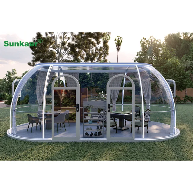 Sunkaer Elliptic style polycarbonate dome house Pvc Glamping Geodesic Dome House Tent Outdoor Transparent House