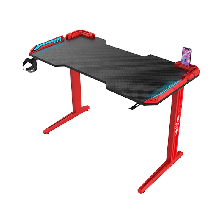 I-shaped Rgb Pc Gaming Desk Cool E-sports Gamer Desk With Led Computer Gaming Table Manufacturer