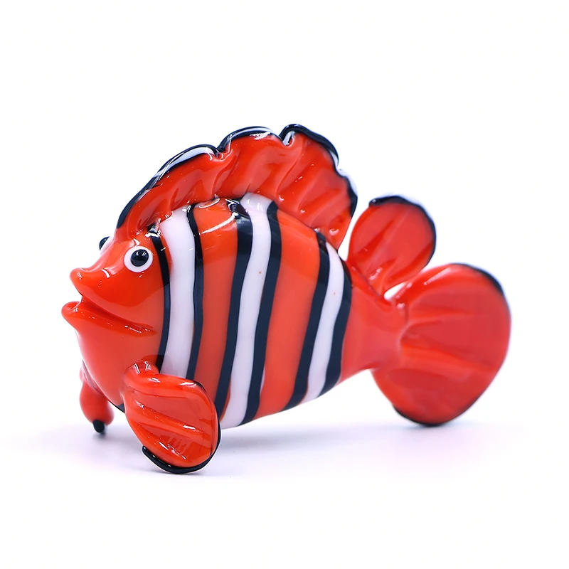 Handmade Murano Decorative Sea Creature Lampwork Glass Clown Fish Figurine