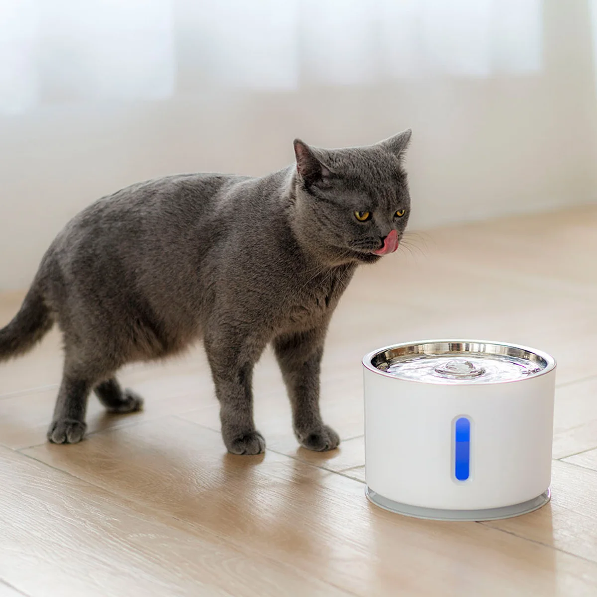 
Automatic Cat Water Fountain Pet Drinking Dog Water Dispenser Stainless Steel Pet Water Feeder with LED Light 
