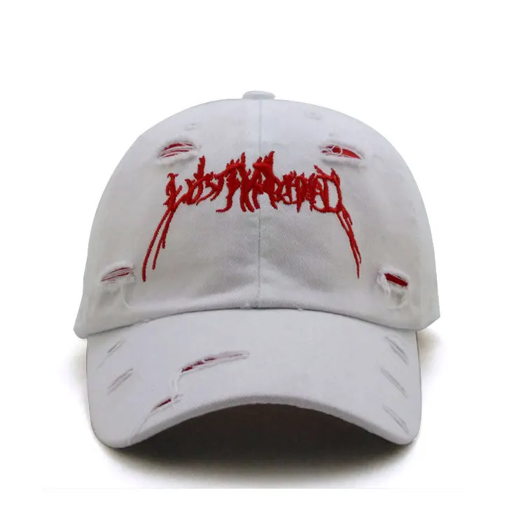 Custom Unstructured Plain Distressed Washed Denim Dad Hat and Cap