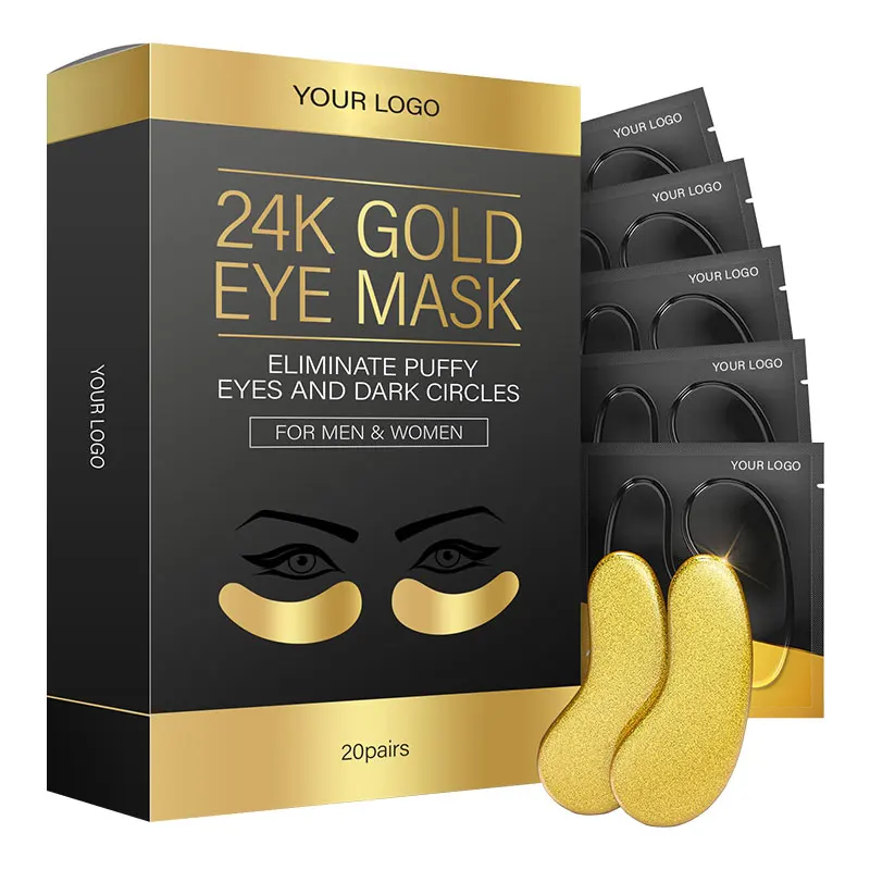 OEM Private Label ANTI-AGEING 24K Gold Under Patch Mask Organic Hydrogel Collagen eye mask 20 pairs