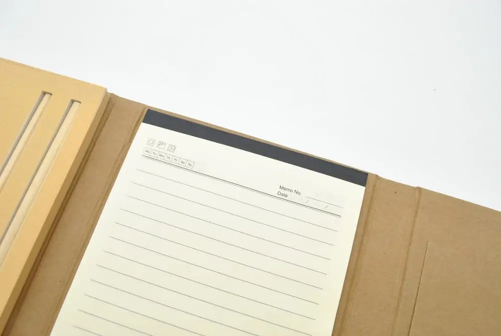 Customized Eco friendly kraft hardcover notebook notepad with sticky notes/pencil/ruler/eraser/sharpener for promotional