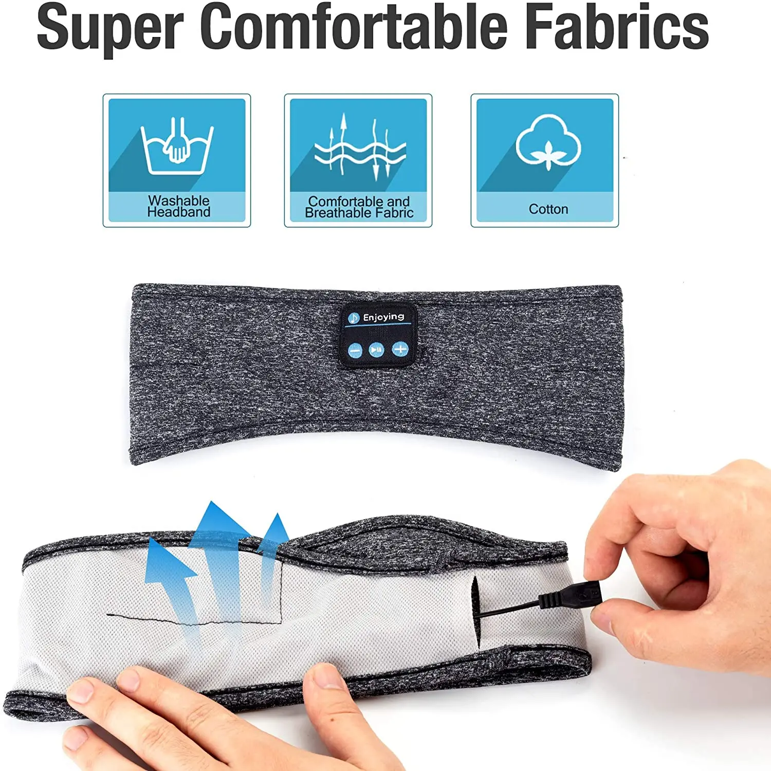 wholesale Multifunction blue tooth 5.0 sport wireless headband Music Masker sleeping headphones