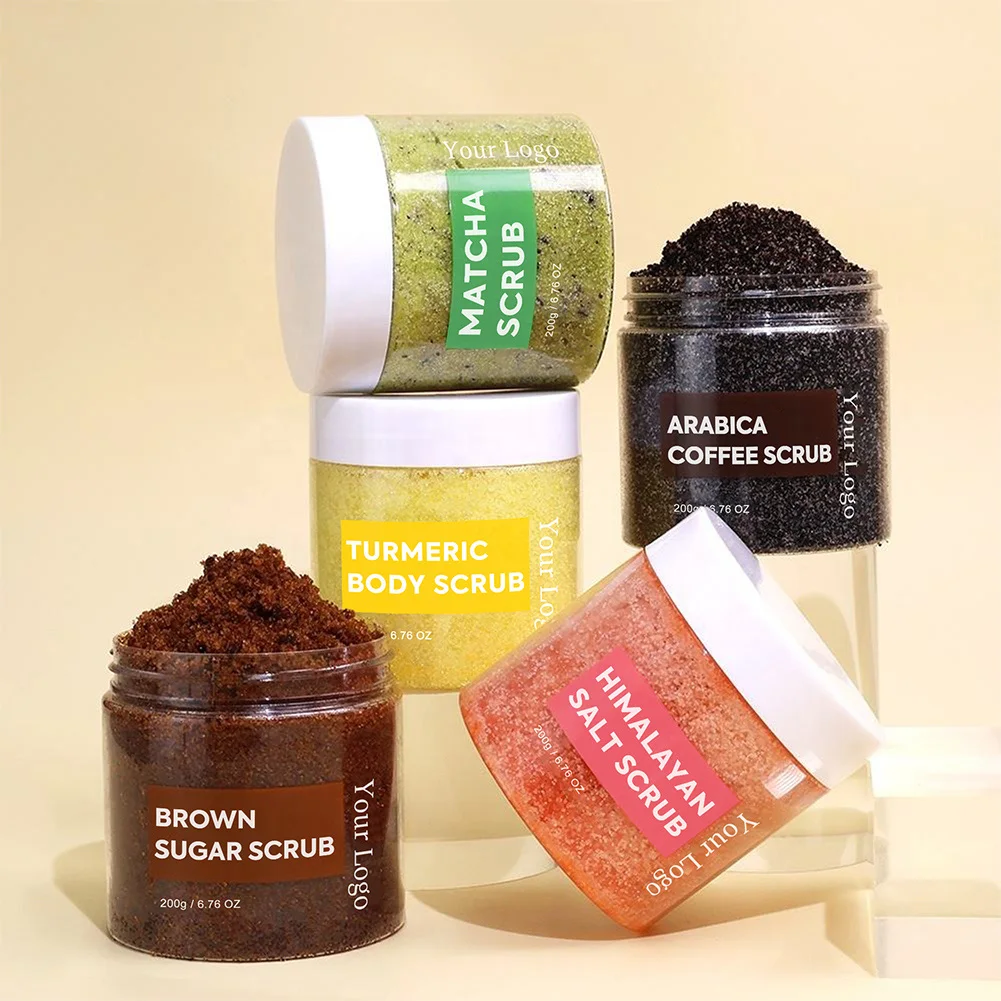 Private Label Wholesale Vegan Himalayan Dead Sea Salt Brown Sugar Matcha Coffee Turmeric Exfoliating Skin Body Scrub