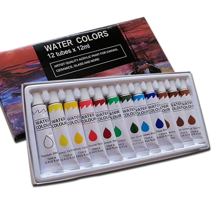 High Quality 12/18/24 Colors 12ml Water Color Paint Set Professional watercolor paint for artist painting