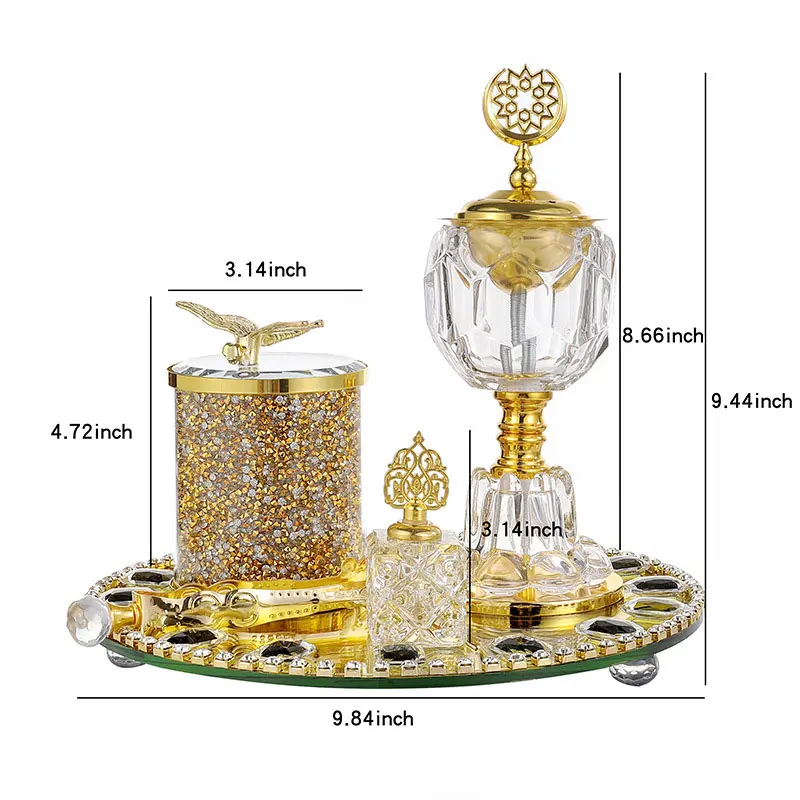 2024 Lotus Bakhoor Incense Burner Set Luxury Crafts Crystal Incense Burner Set Encensoirs Incense Burner Mubkhar Crystal
