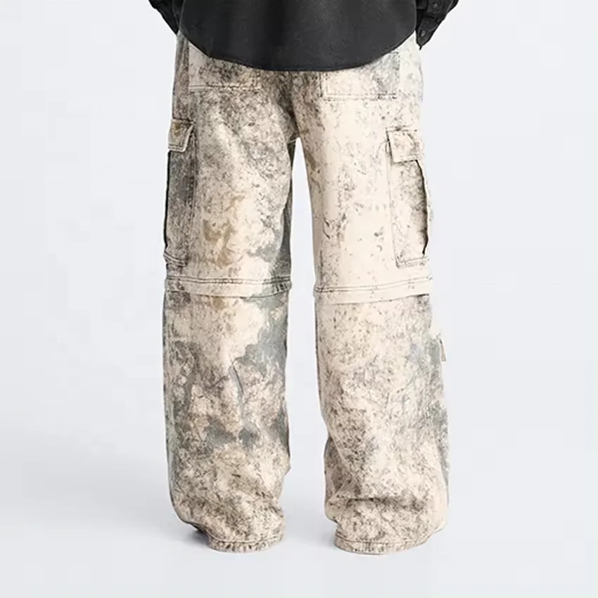 Zhuoyang garment Multi-functional Detachable Jeans Short Men Pockets Cargo Jeans Cargo Pants Baggy Camo Jeans And Denim Shorts