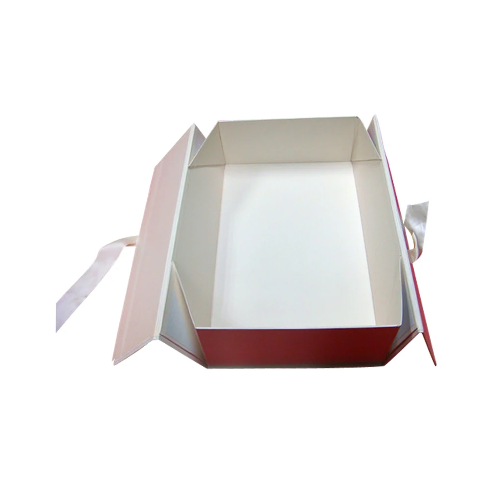 Luxury gift packaging magnetic foldable box with ribbon
