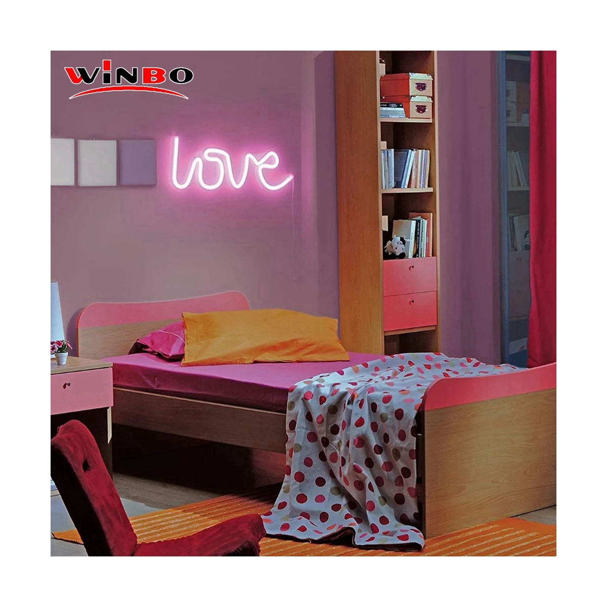 Winbo Dropshipping Rgb Wall Custom Logo Neon Sign Letters Led Neon Sign Light Acrylic Custom Wedding Wings Neon Strip Light