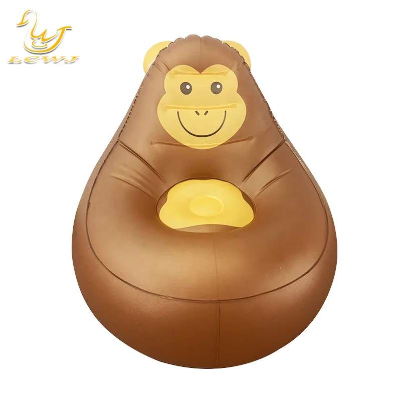 LC Chimpanzee Animal Design Inflatable Collapsible Lounge Blow up Couch Chair Sofa with Remote Control Light