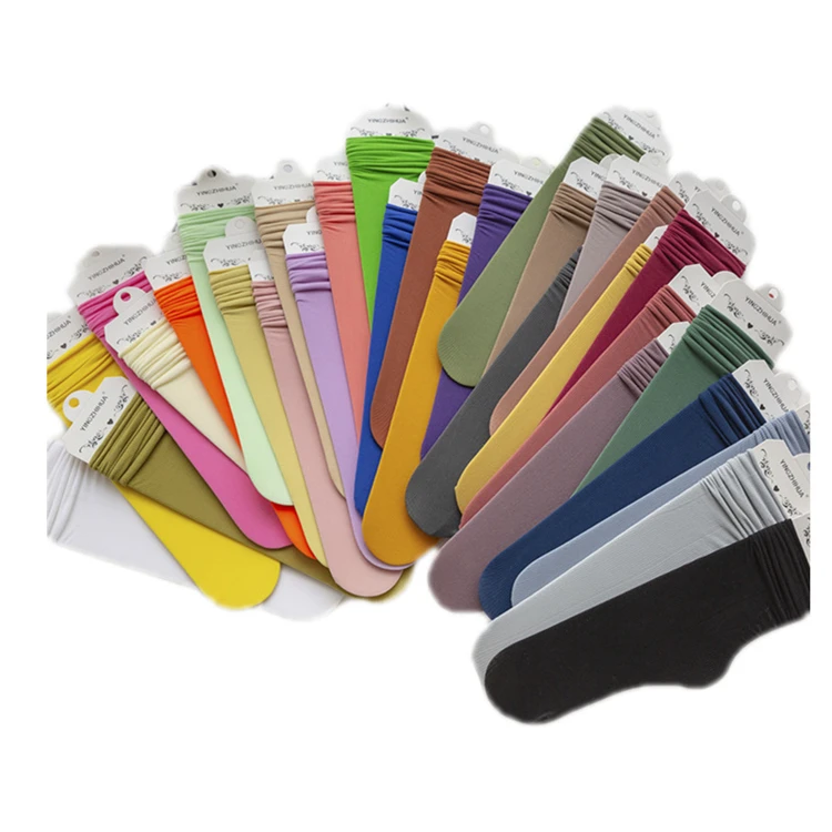 Summer new product Candy colors girl slouch socks Korea ice silk socks pure color ladies tube socks