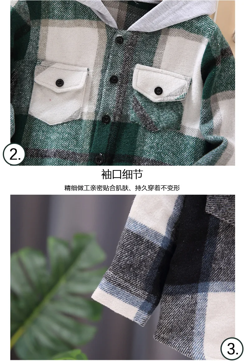 Autumn Flannel Plaid Warm Shirts Kids Toddler clothes long sleeve hoodie Plaid Jackets