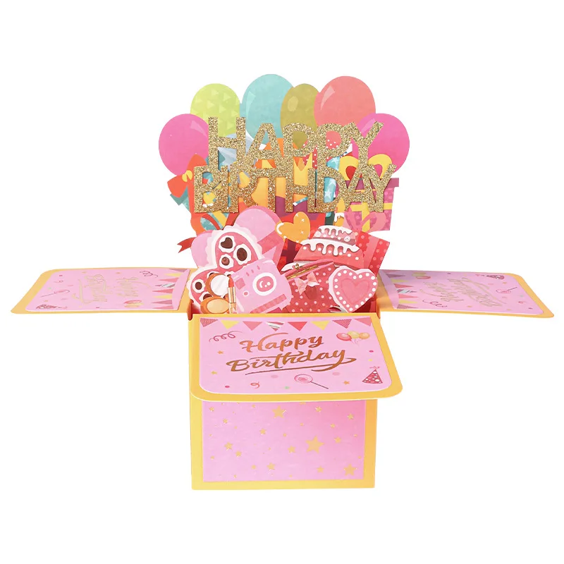 3D Birthday Card Happy Birthday Greeting Card Handmade Creative High-end Black Folding Greeting Card