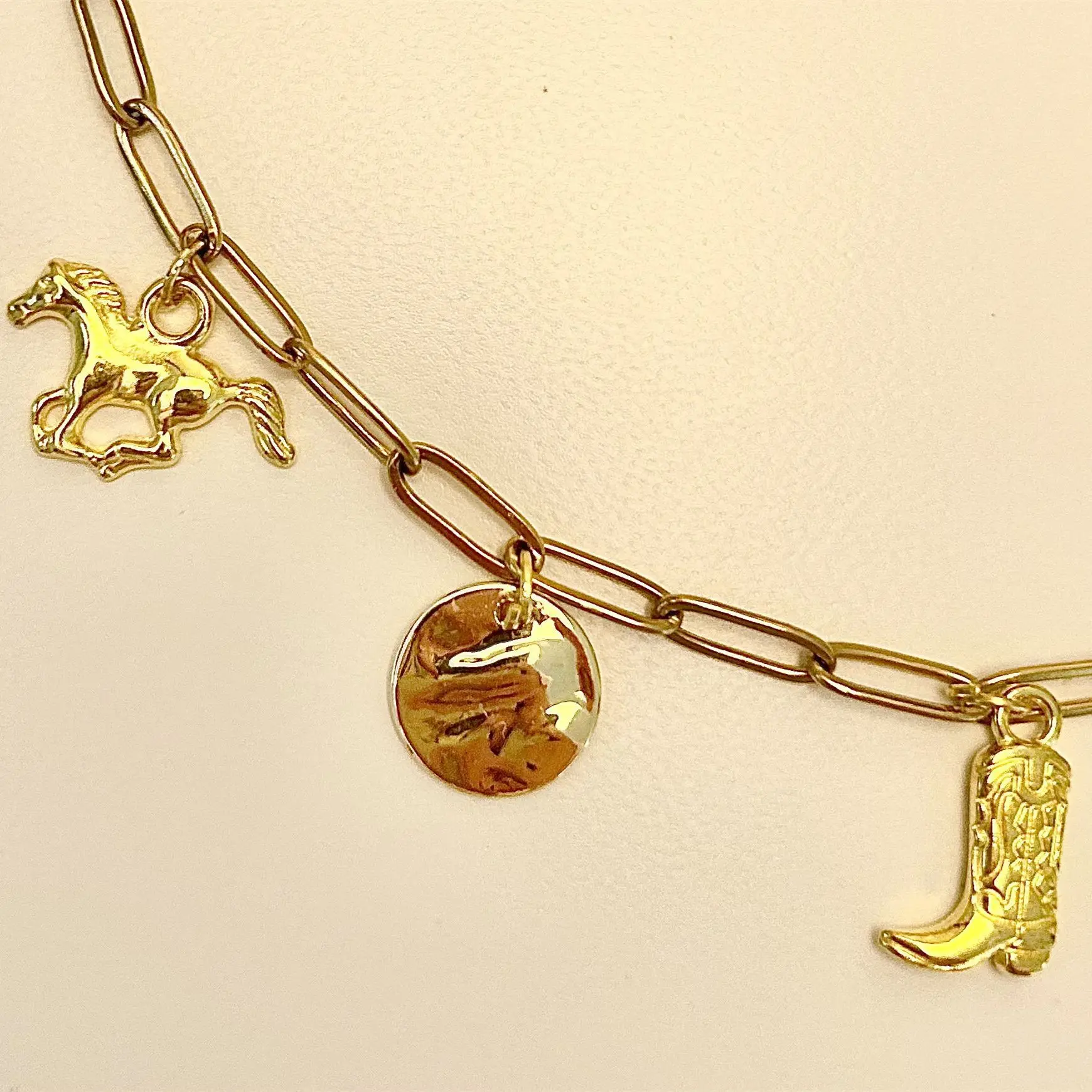 Country Western collares Denim Boots Necklace Wild Horse Hat Pendant gold cowboy boot necklace western jewelry for women