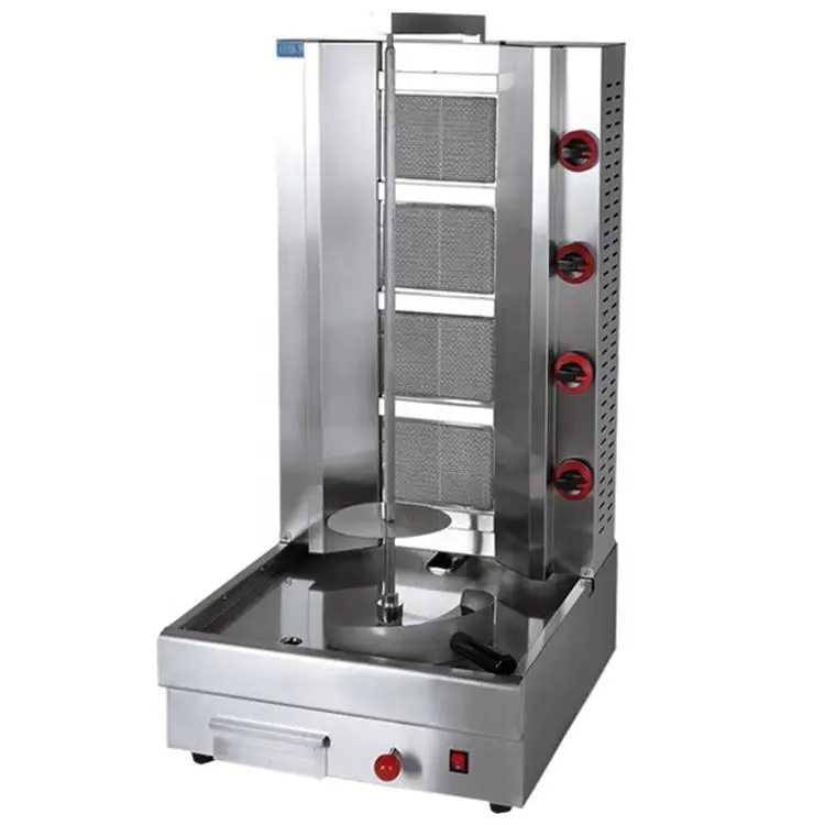 Multifunctional Commercial 4 Burners Gas Automatic Chicken Shawarma Kebab Doner Maker Grill Machine Price For Sale