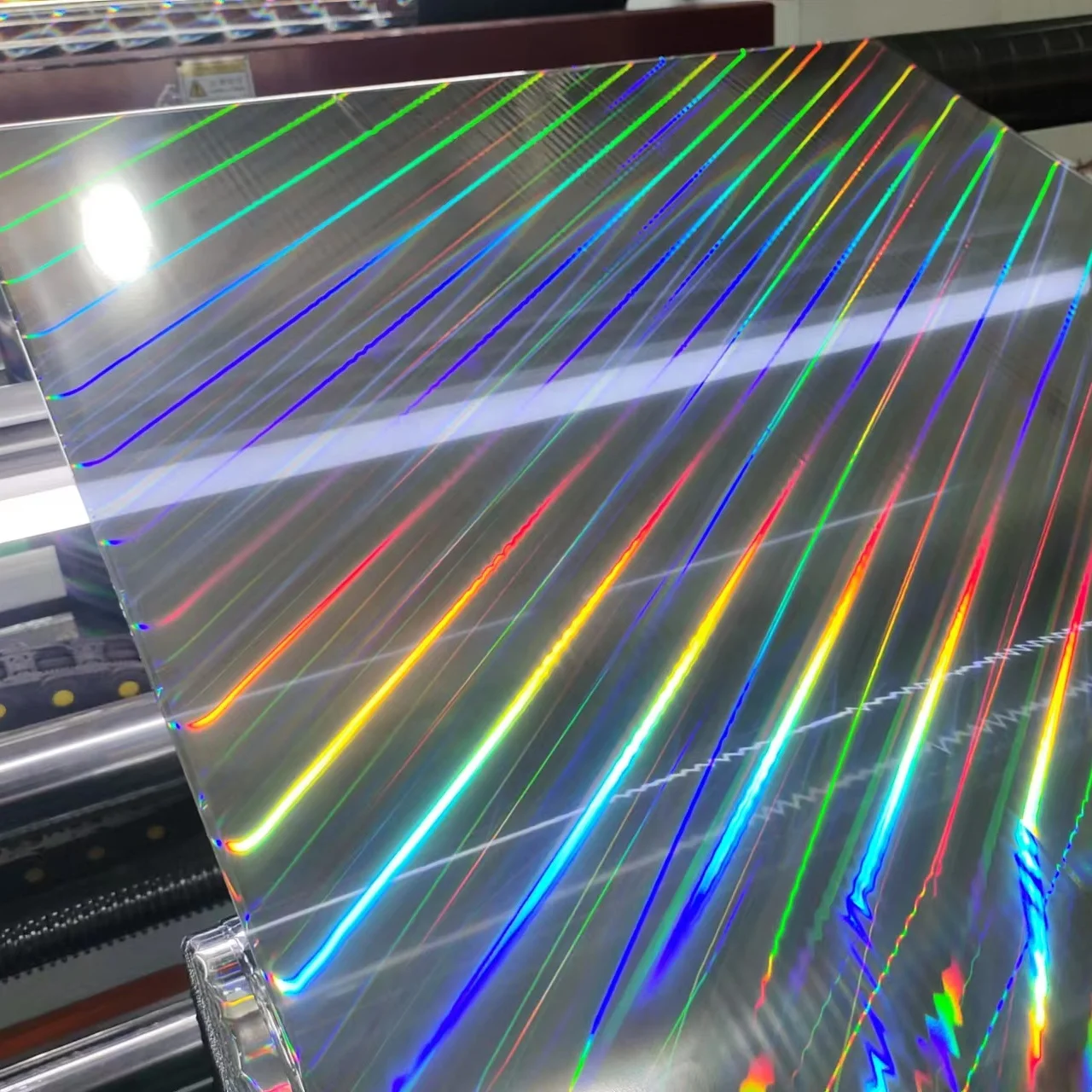 custom size printable rainbow metalized holographic plastic film paper for box and cards
