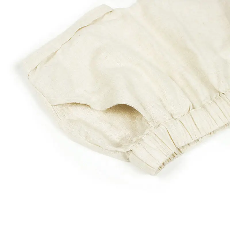 OEM/ODM Summer Baby Suit Sleeveless Top And Shorts Two-piece Linen Fabric Baby Girls Clothing Sets