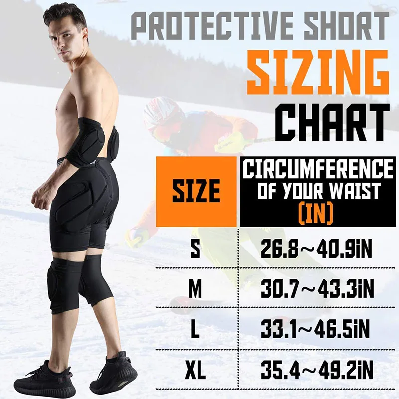 EVA Padded Compression Shorts Impact Resistance Protective Butt Padded Shorts Protection Pants for Ski Skate Snowboard Football