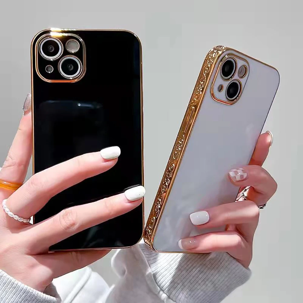 Soft TPU Phone Case color side  Electroplated Cases transparent back Anti-scratch Cover For iPhone 12 pro