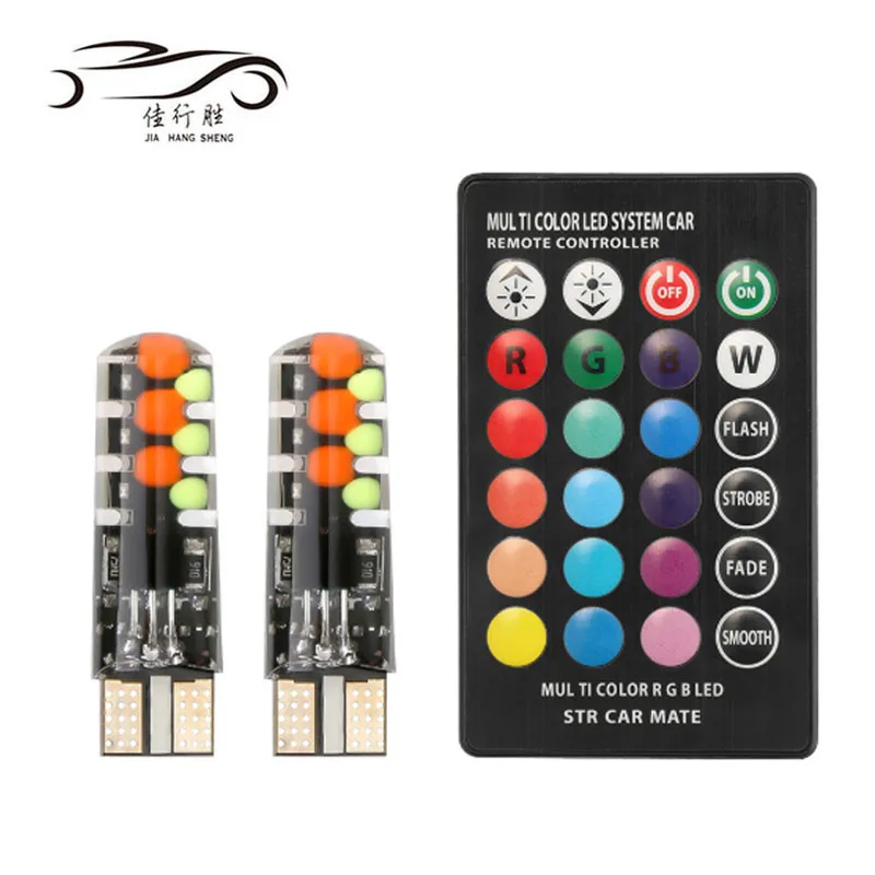 New Arrival T10 RGB 5050 6SMD Silicone With Remote Controller Dome Clearance Width Interior Light 12V