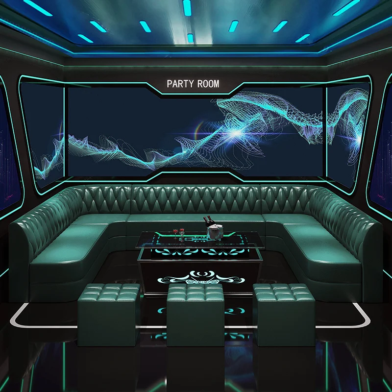 Factory price L shape U shape leather sectional sofa lounge sofa for bar lobby lounge sofa set night led club furniture sets