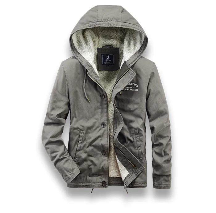 
Mens winter Warm Windbreaker Military Multi cargo Pockets sherpa lined Removable Hooded utility thicken Parka Safari Jacket 