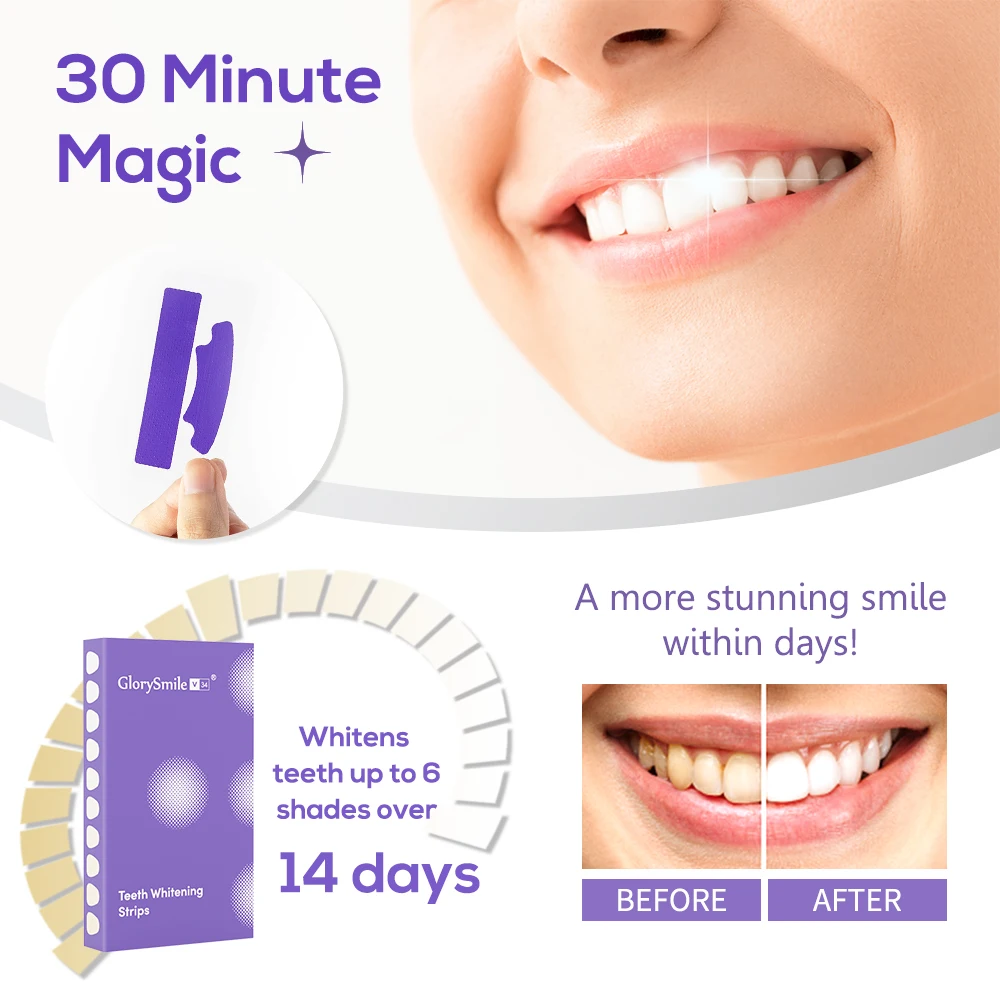 Best Selling Professional Sensitive-free V34 Purple Teeth Whitening Strips Colour Corrector Dry Strips 7 Pairs