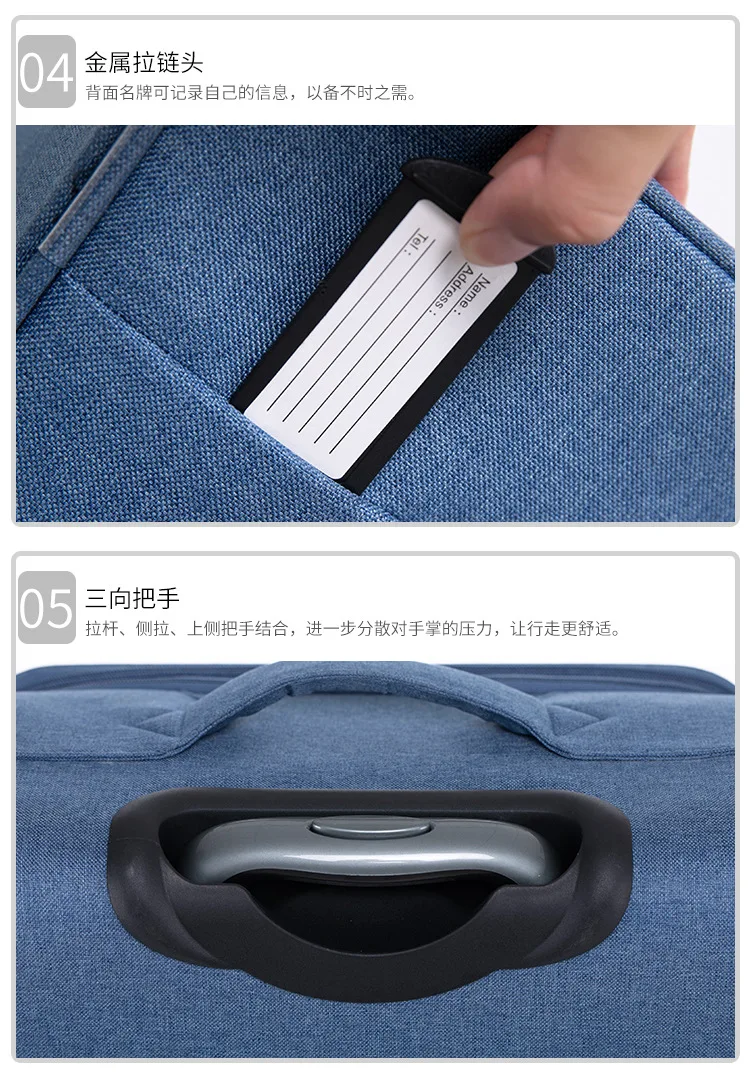 Oxford Cloth Luggage Spinner Belongings Fabric Luggage Suitcase 24 Trolley Box Travel Case Outdoor Case