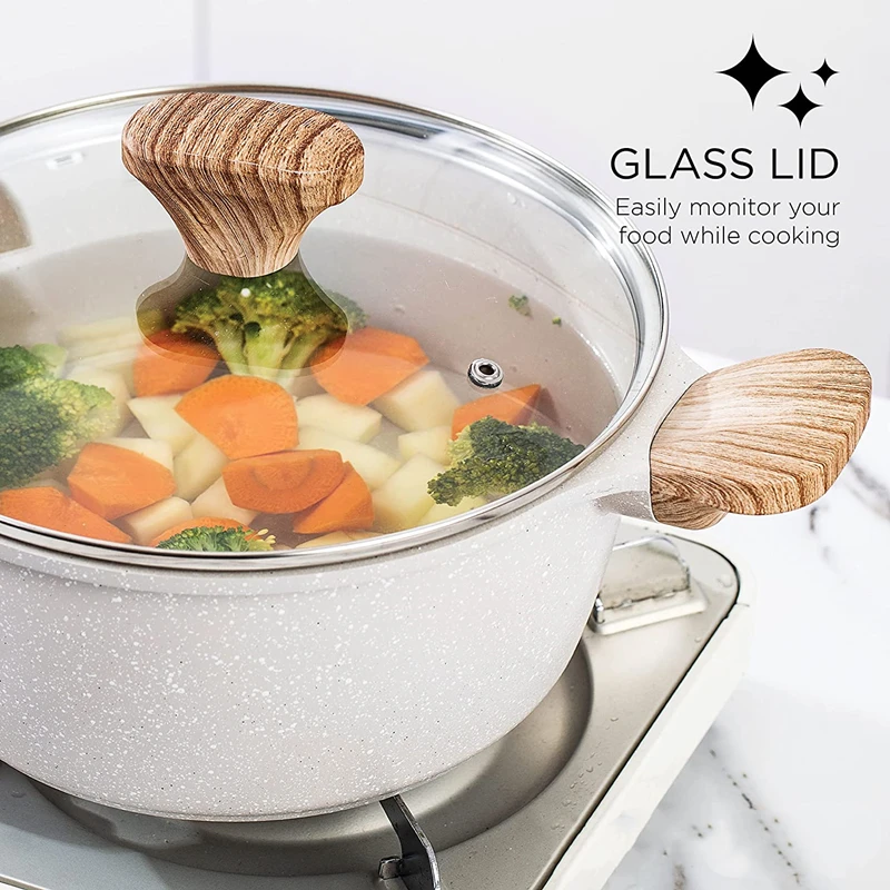 Granite saucepan with lid custom logo oem cast aluminum casserole