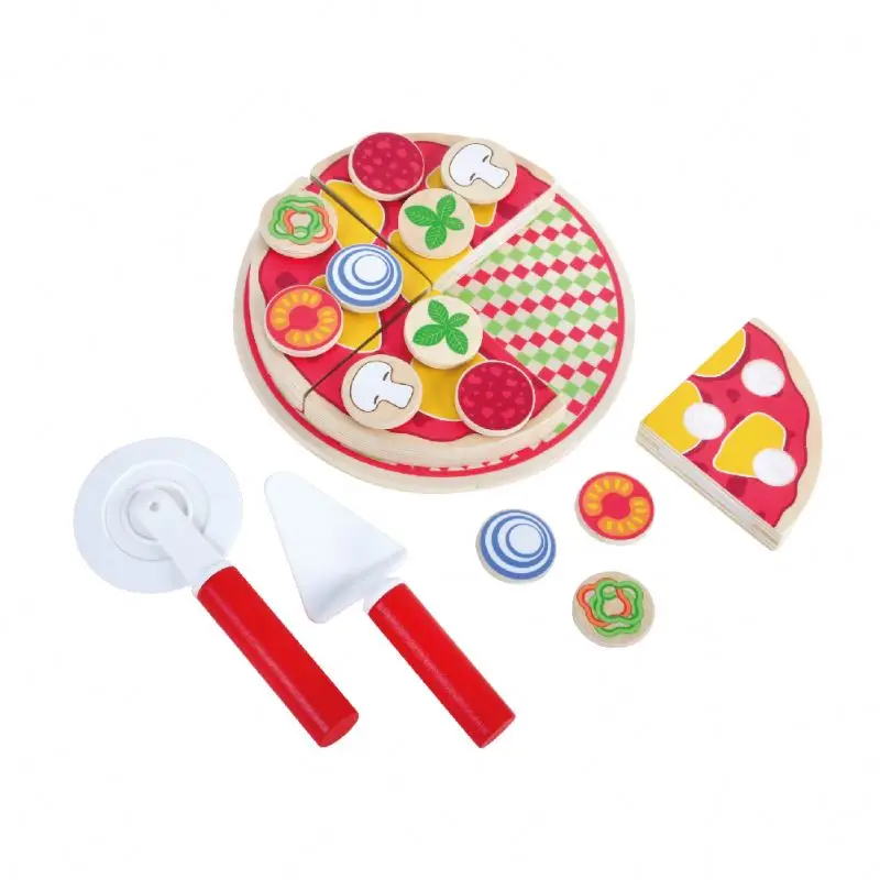 Educational Toys Food Games Pretend Play Wooden Kitchen Set Toy Pizza Parlor Pretend Play Set Pizza Kit Toy