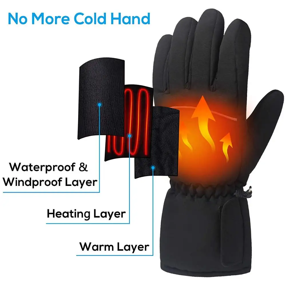 Зимние мягкие водонепроницаемые теплые перчатки с подогревом мужские лыжные перчатки с сенсорным экраном на батарейках АА теплые перчатки с батарейным блоком