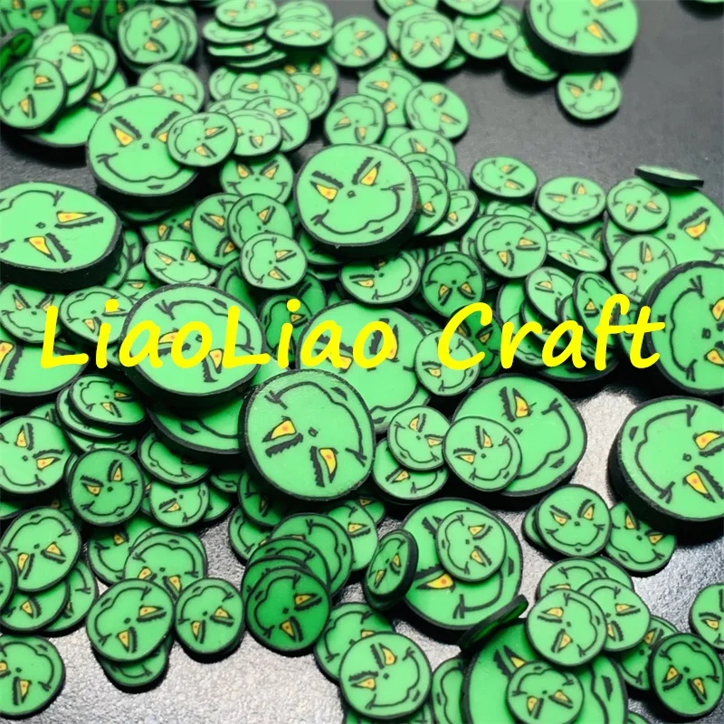 500g Mixed polymer clay Christmas Series Halloween Green monster slices for nail art decals DIY Crafts Slime Filling Accessories