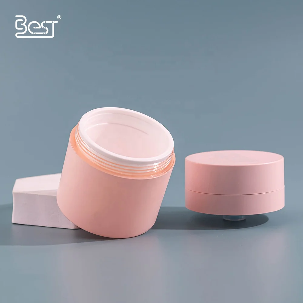 Pink Super Cute New Design Unique Facial Cream 50ml Skincare Body Butter Airless Jar with the Same Color Pump and cap