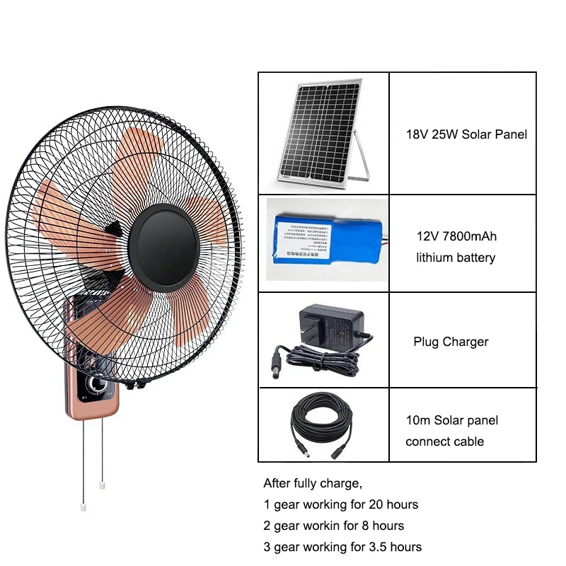 Brushless Motor Oem Odm Convenient Transportation Solar Dc Table Fan Solar Wall Fan For Home