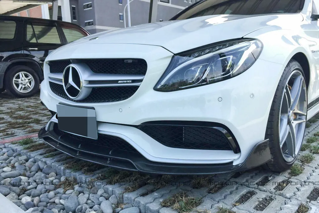 BS Style Carbon Fiber Front Bumper  Lip For  W205 C63 AMG C-Class