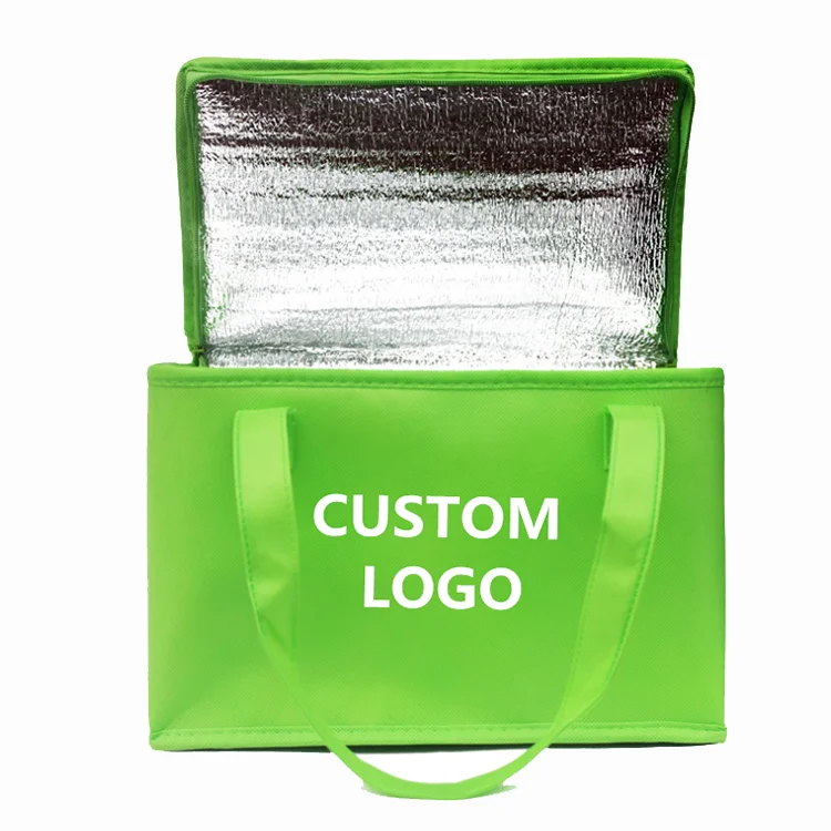 custom printed logo food delivery extra large insulated thermal non woven cooler bag