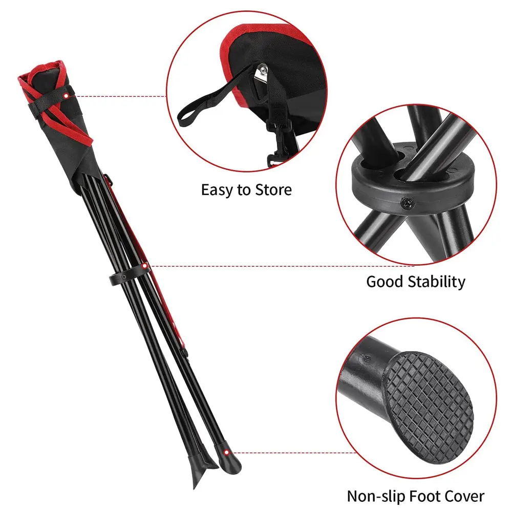 Adults Folding Camping Tripod Stools, Portable 3 Legs Tall Slacker Chair Tripod Seat for Outdoor Hiking Fishing Picnic Travel