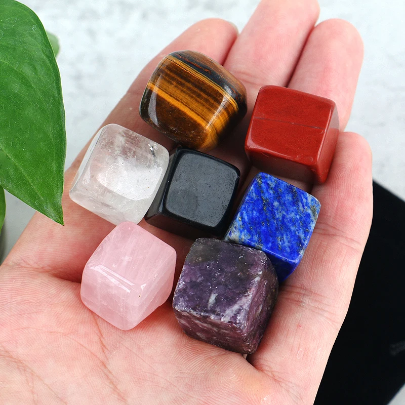 New Arrival Gemstone  fengshui Crystal Polished Tumbled wine coffee ice set Cube Stone