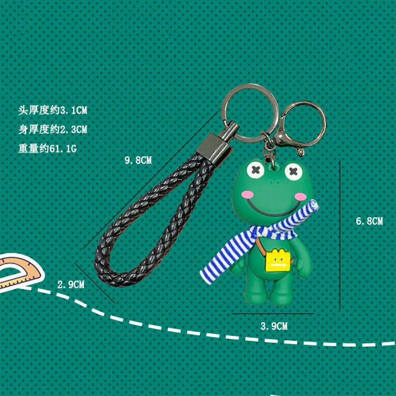 Cartoon Animal Cute Scarf Frog keychain creative 3D cute Frog Doll Pendant For Backpack Accessories Car Key Holder Ornament