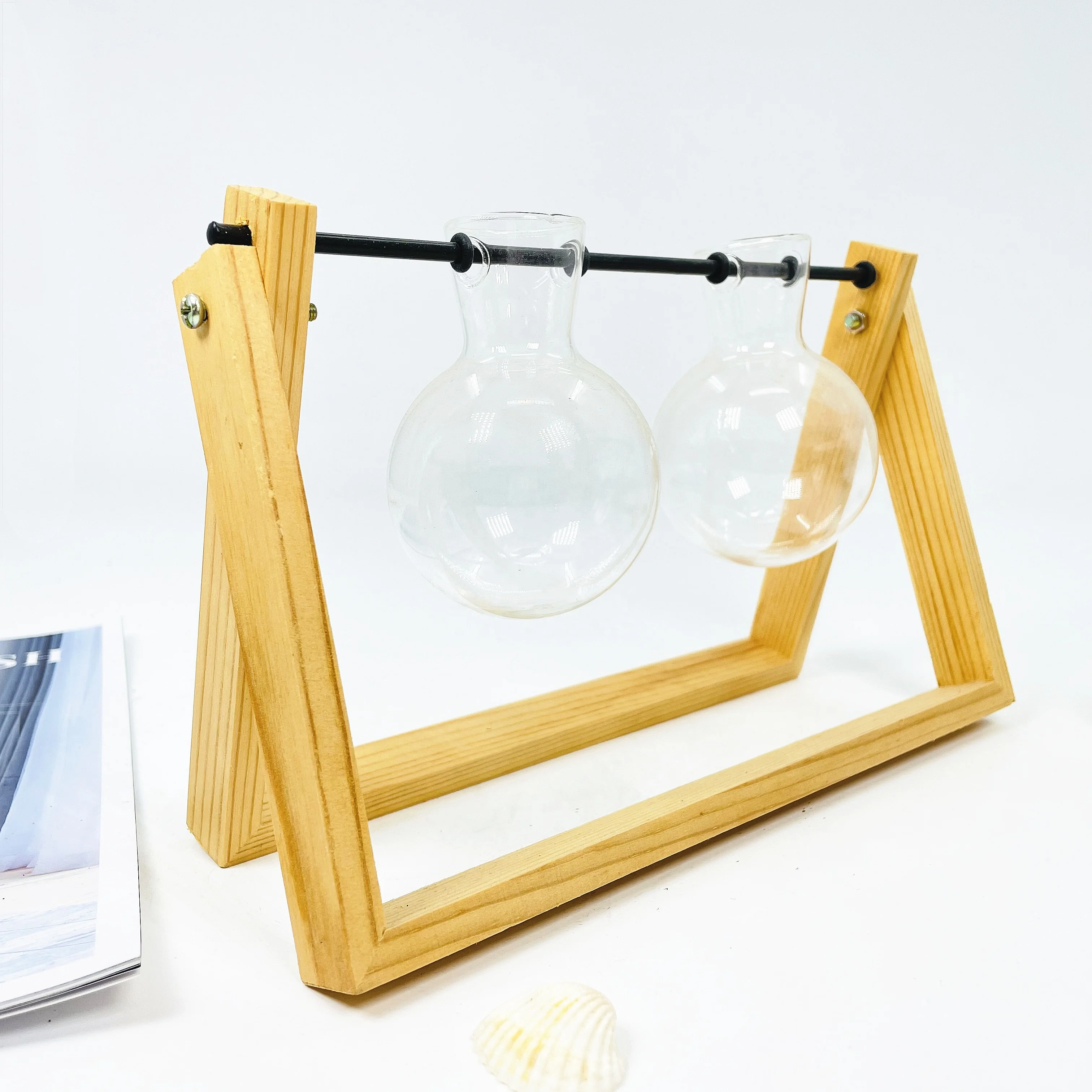 wholesale hydroponic vase with 2 bottles for home decoration hydroponic vase