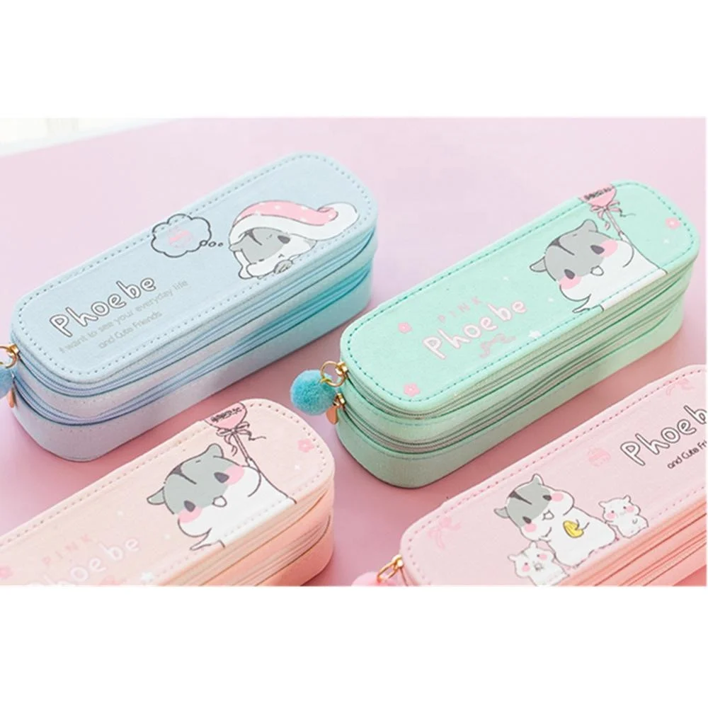 Cheap Wholesale Custom Printed Pen Bag Canvas School Pencil Case Zipper Pencil Bag