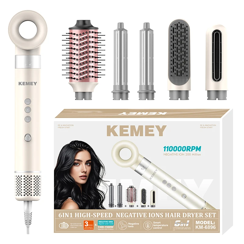 KEMEI km-6896 Multifunctional Hair Dryer Styling Tools Professional Salon High Speed Hair Blower Straightener Brush