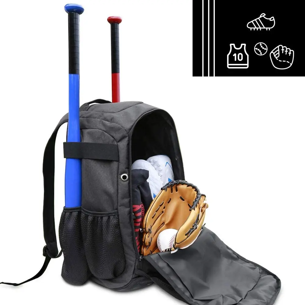 Baseball Bat Bag Backpack External Helmet Holder for Baseball,T-Ball and Softball Equipment and Gear