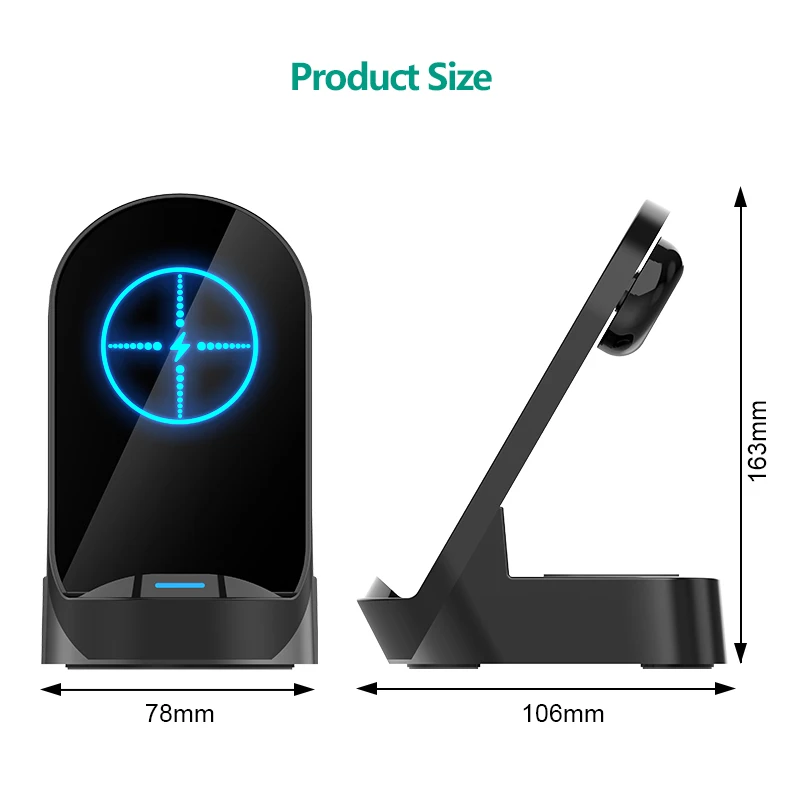 
Qi Wireless Charger Stand For iPhone 12 Mini 11 Pro XS MAX XR X 8 Samsung S20 S10 Fast Charging Dock Station 