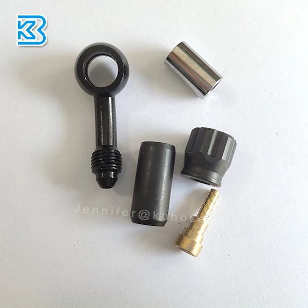 Motorcycle an3 3an -3an crimped aluminum banjo 10mm brake hose fittings for 1/8 3.2mm PTFE stainless brake hose lines