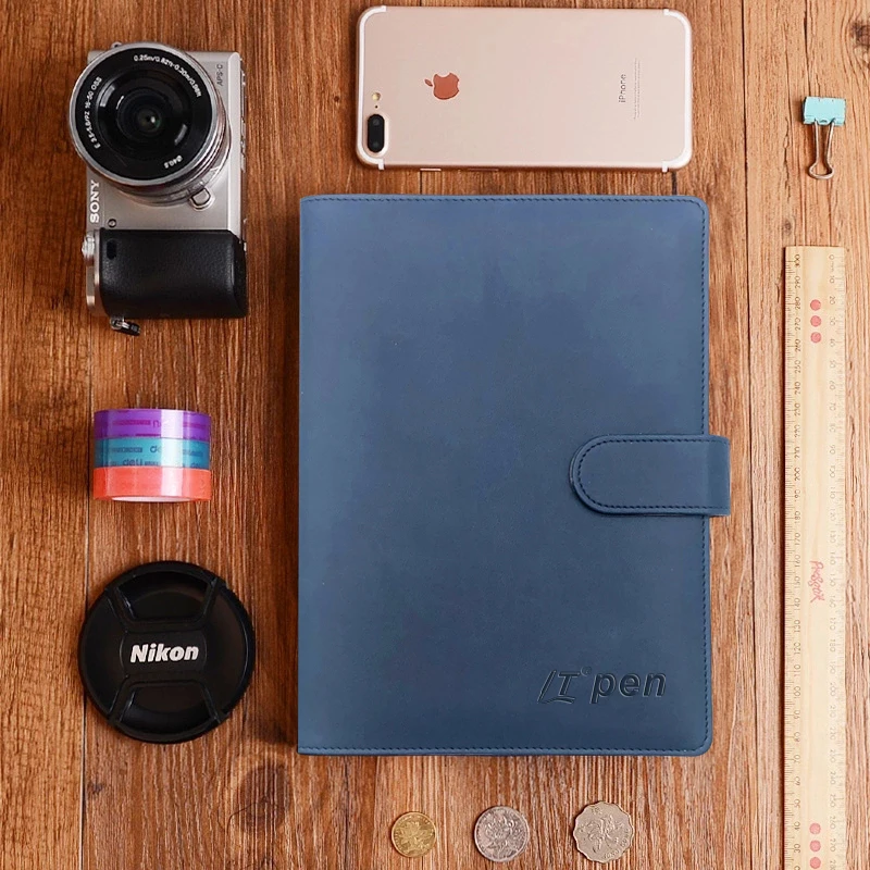 Блокнот А5 из искусственной кожи с U-образной пряжкой и слотом для карты