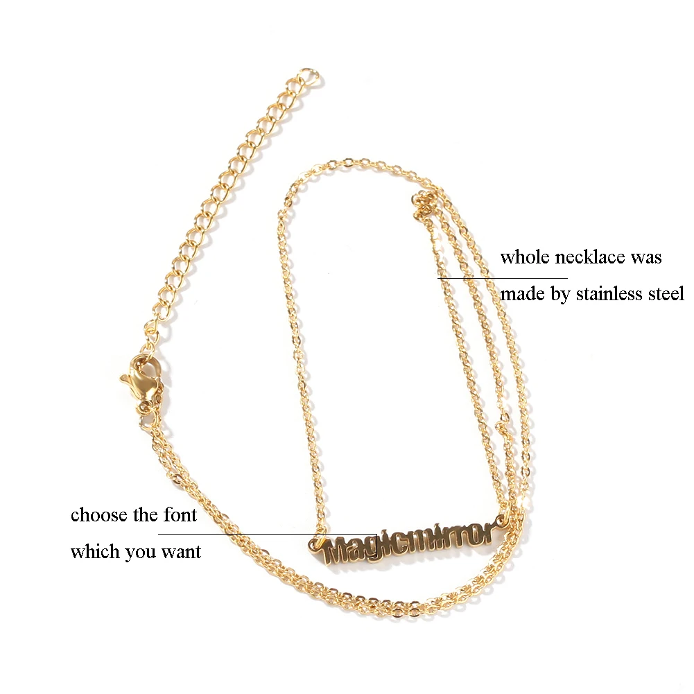 UWIN Trendy Necklace With Name Custom Name Plate Personalized 18K Gold PVD Plated Custom Stainless Steel Name Necklace Jewelry